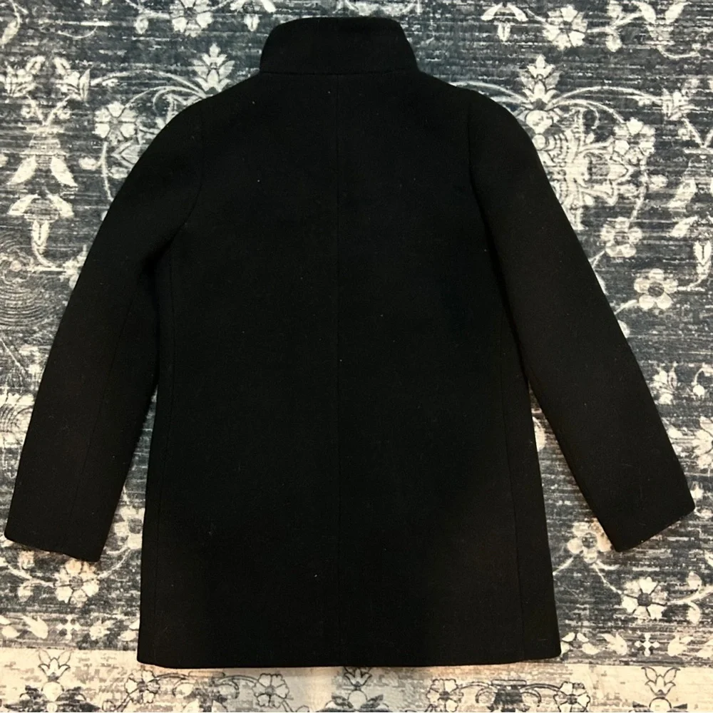J. Crew Classic wool mid length Black collard Pea Coat - Picture 2 of 4